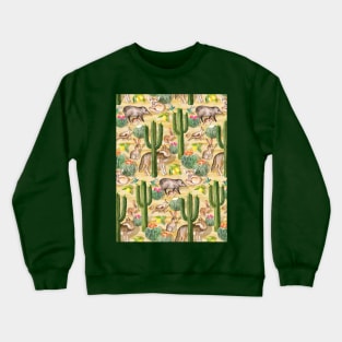 Early Arizona Morning - Watercolor Animals and Cacti Crewneck Sweatshirt